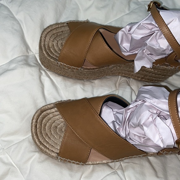 rag and bone HERA ESPADRILLE WEDGE SANDAL IN CIGAR LEATHER size 7 - Picture 6 of 12